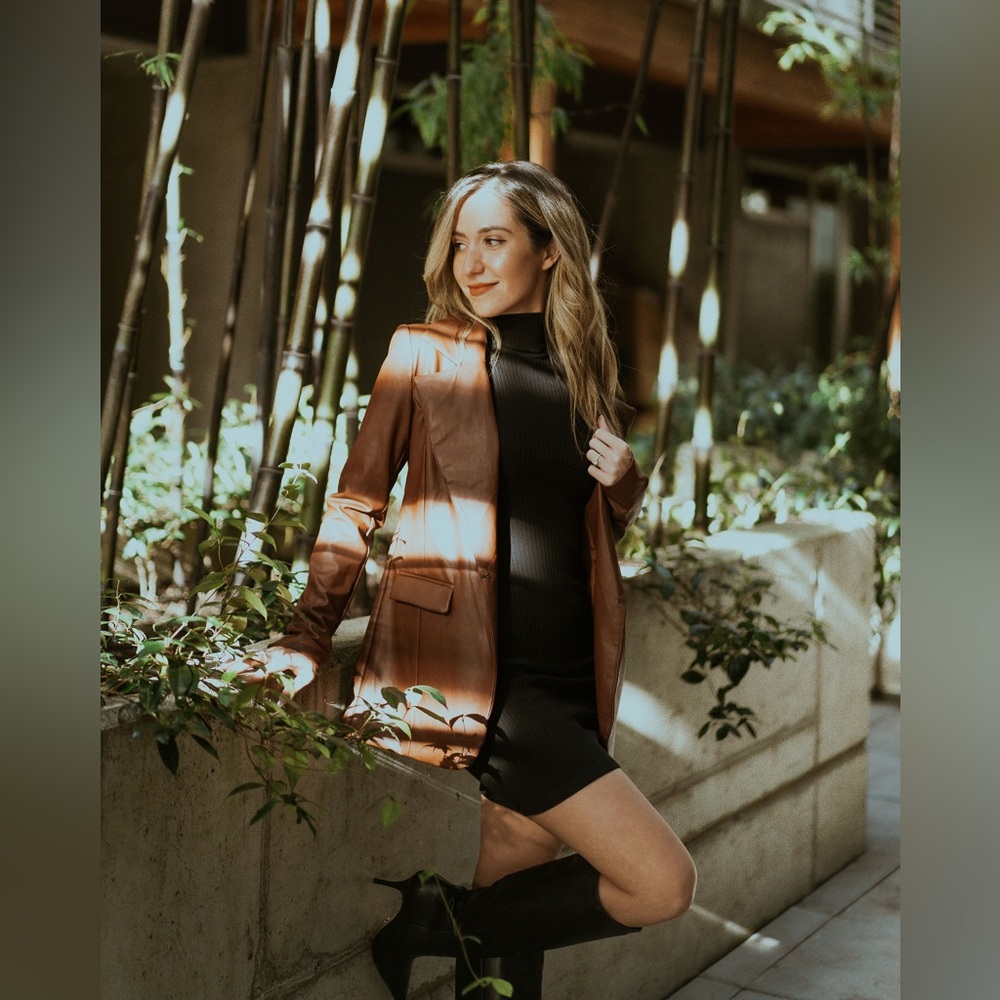 Naked Wardrobe Vegan Leather Blazer. Size XS.